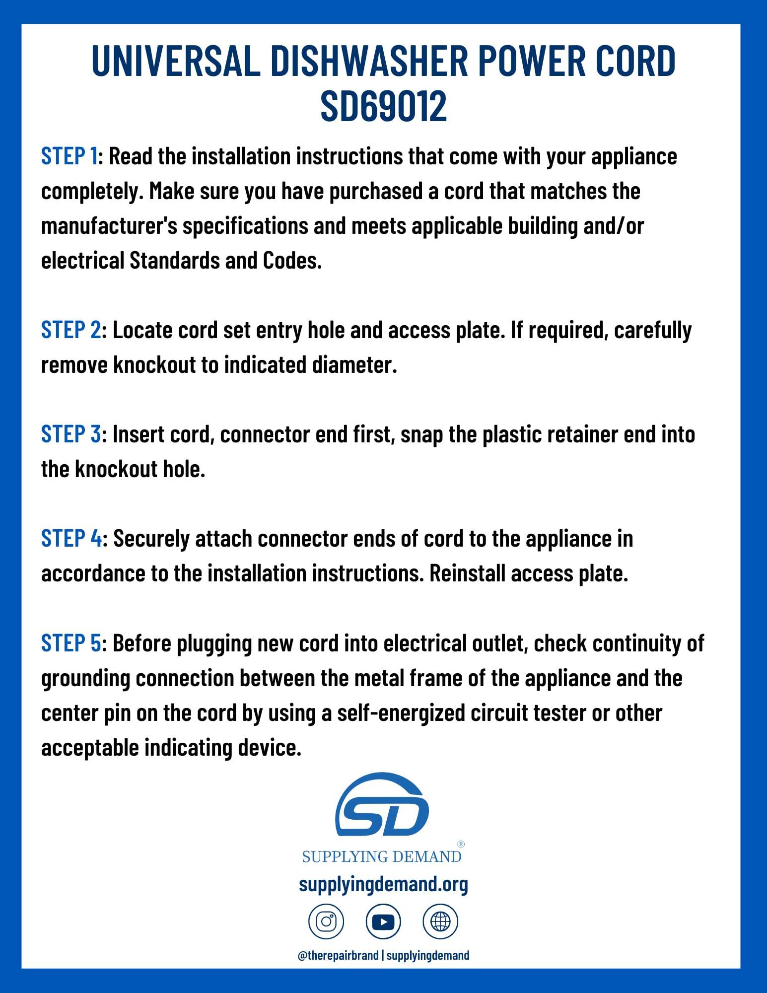 SD69012 69012-wx09x70910-dishwasher-power-cord-replacement-kit view 51