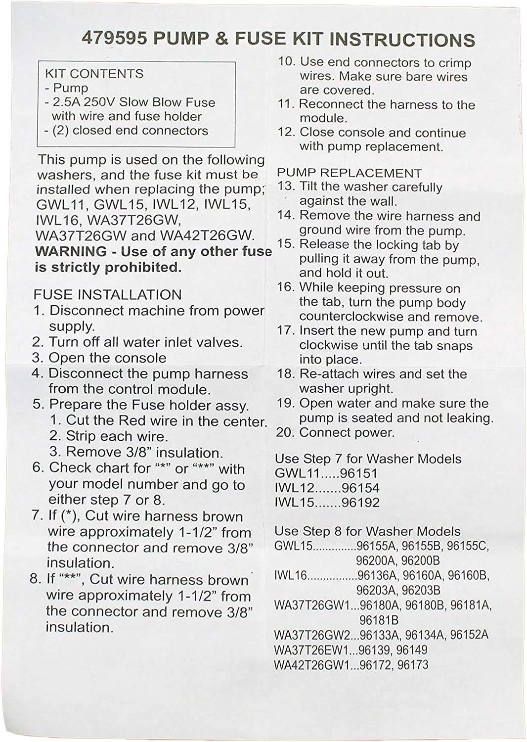 SD479595 479595-washer-drain-pump-fuse-kit view 51
