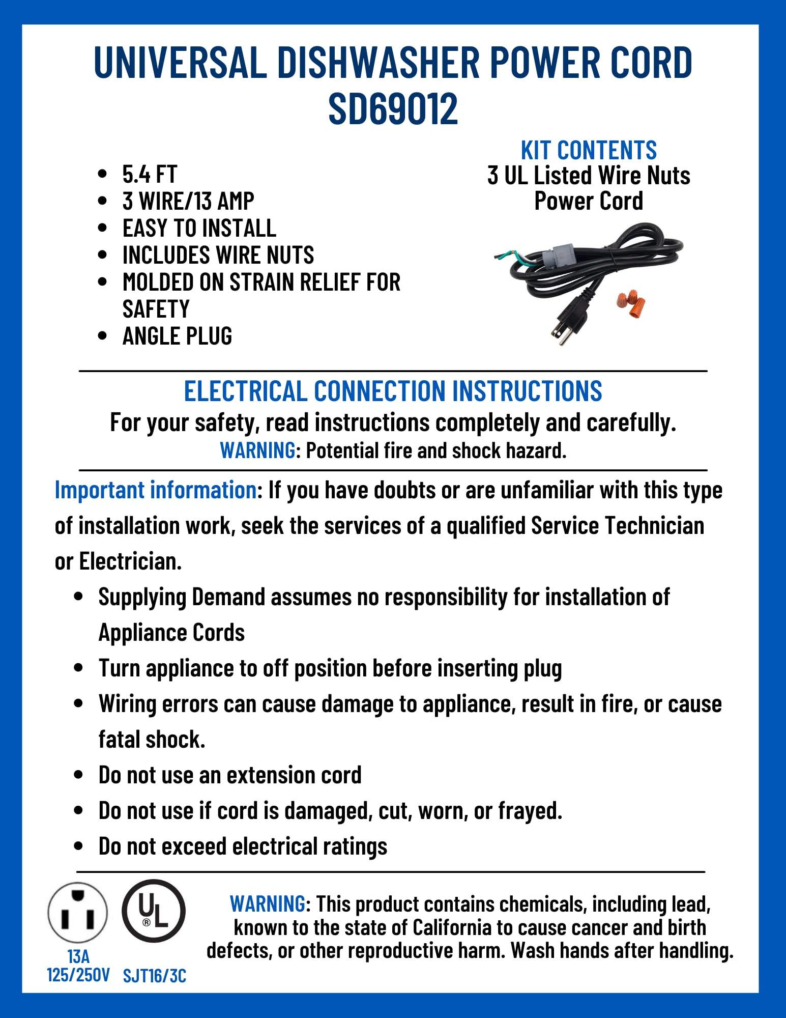SD69012 69012-wx09x70910-dishwasher-power-cord-replacement-kit view 41
