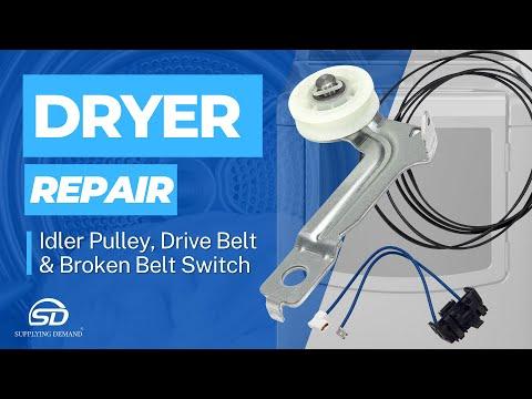 Replacing the Idler Pulley Belt Switch &amp; Belt on Dryer Model WED8900BC0 W10547292 W10411937 8547157