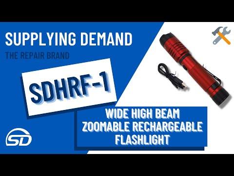 Supplying Demand Black HRF-1 Wide High Beam Zoomable Rechargeable Flashlight