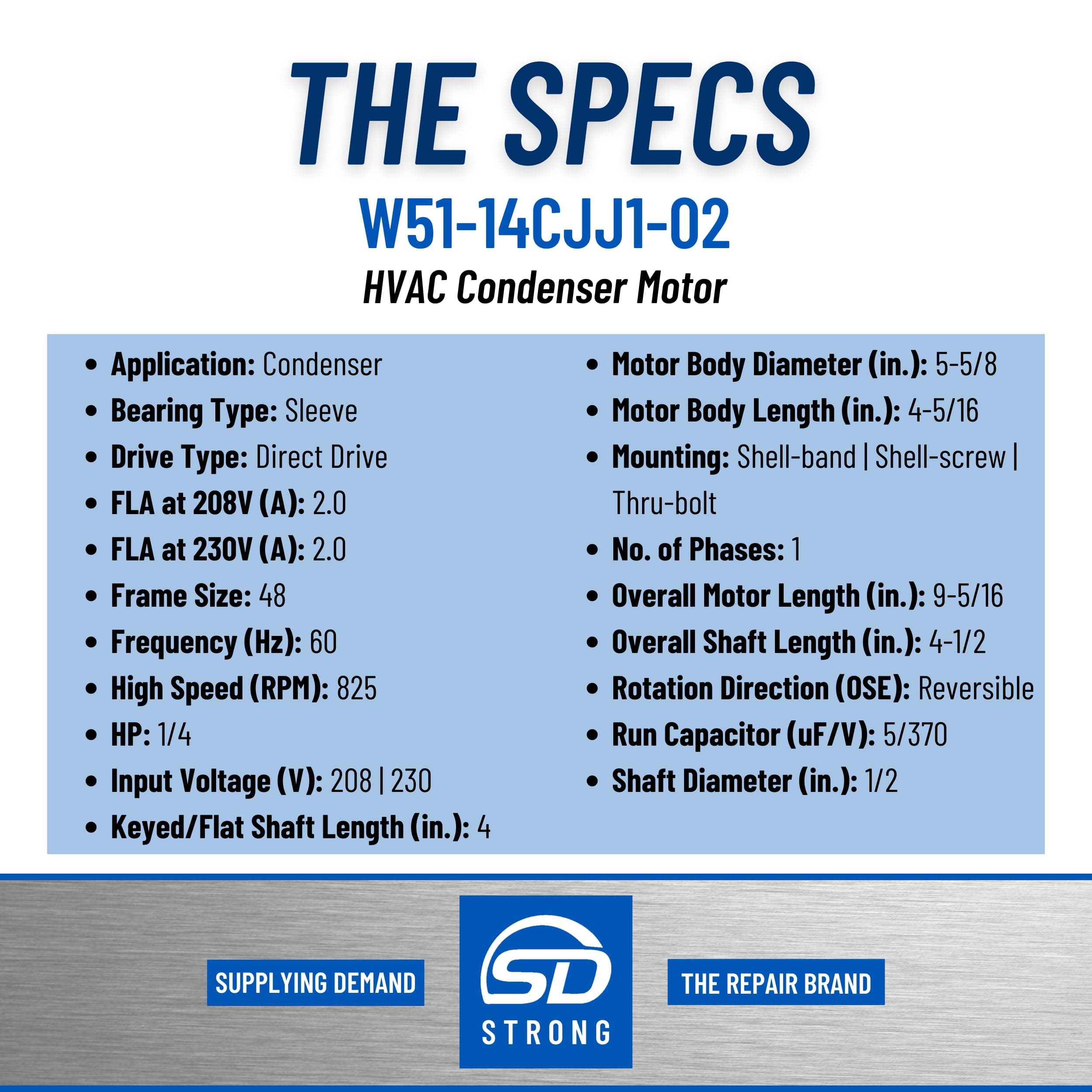 SDW51-14CJJ1-02 w51-14cjj1-02-hvac-condenser-motor view 11