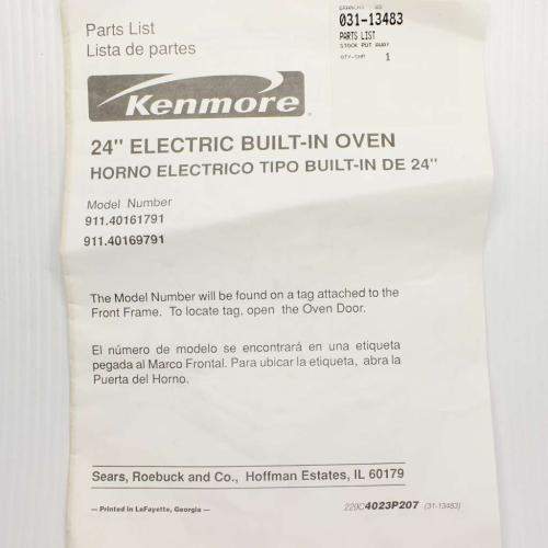 SD03113483 03113483-031-13483-parts-list-replacement