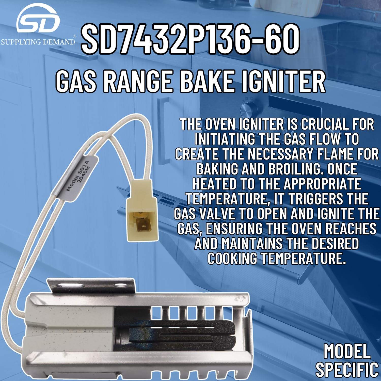 SD7432P136-60 7432p136-60-31991701-gas-range-bake-igniter view 31