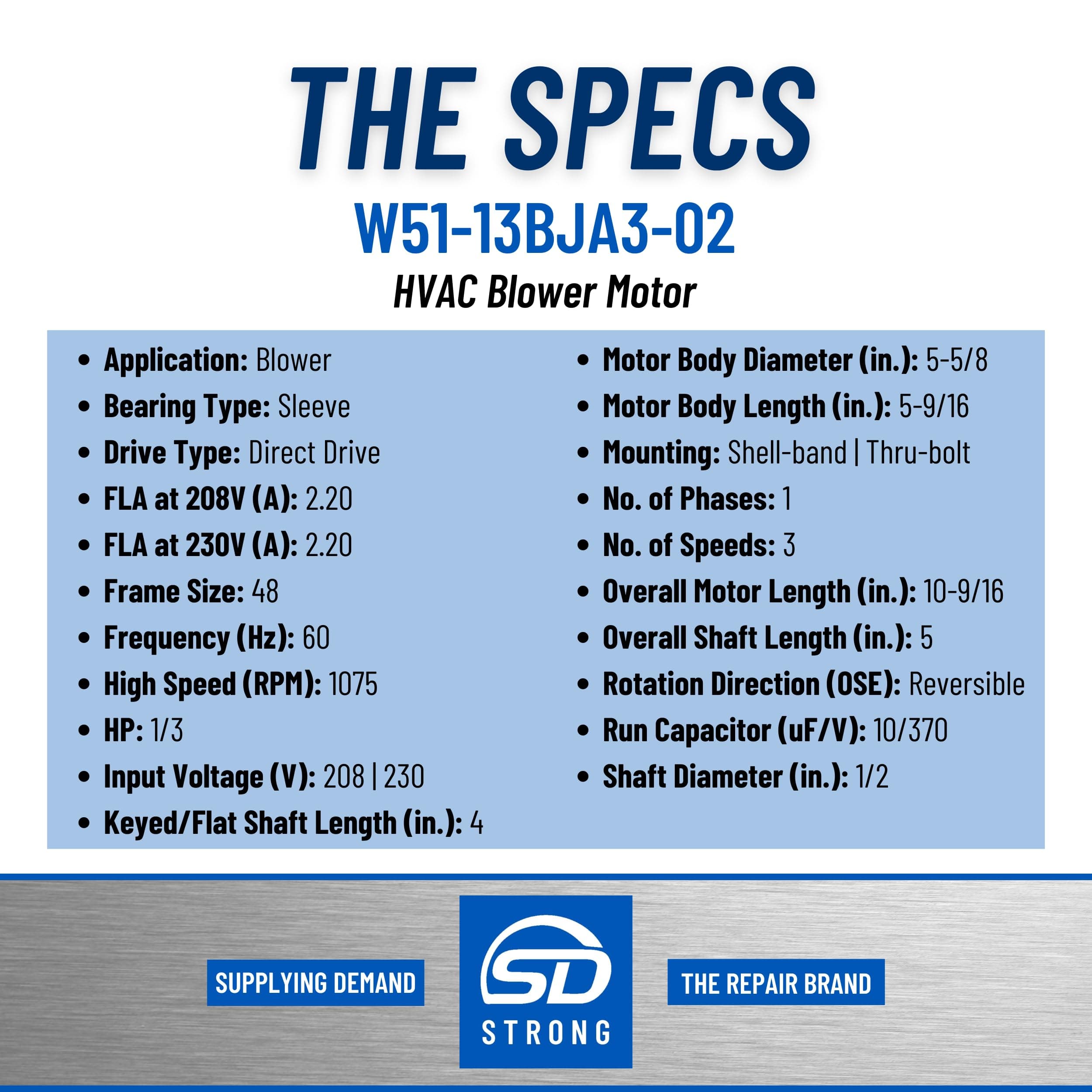 SDW51-13BJA3-02 w51-13bja3-02-hvac-blower-fan-motor view 11
