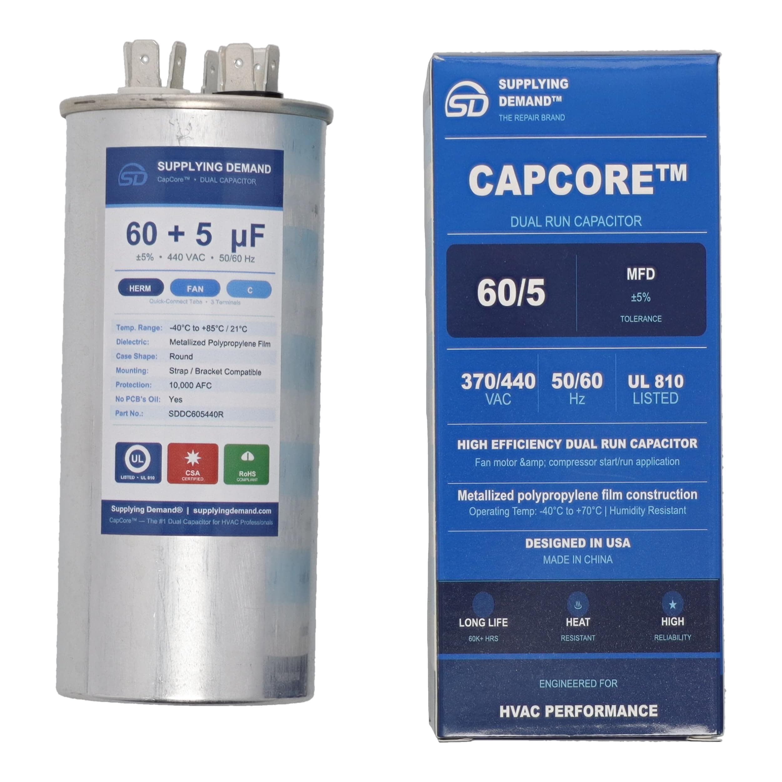 SDCBB65440V605UF cbb65440v605uf-hvac-cbb65-440v-60/5uf-dual-run-capacitor-round-type
