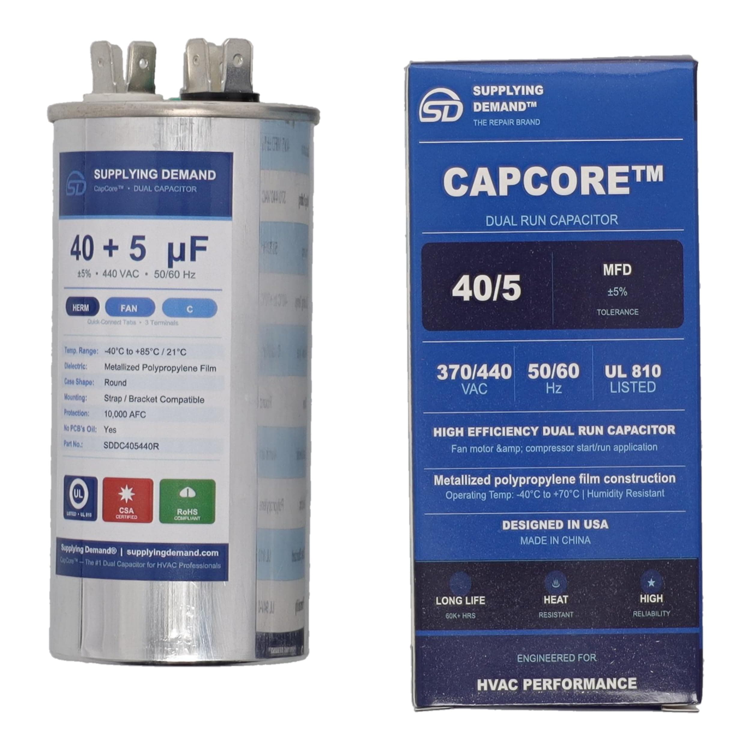SDCBB65440V405UF cbb65440v405uf-hvac-cbb65-440v-40/5uf-dual-run-capacitor-round-type