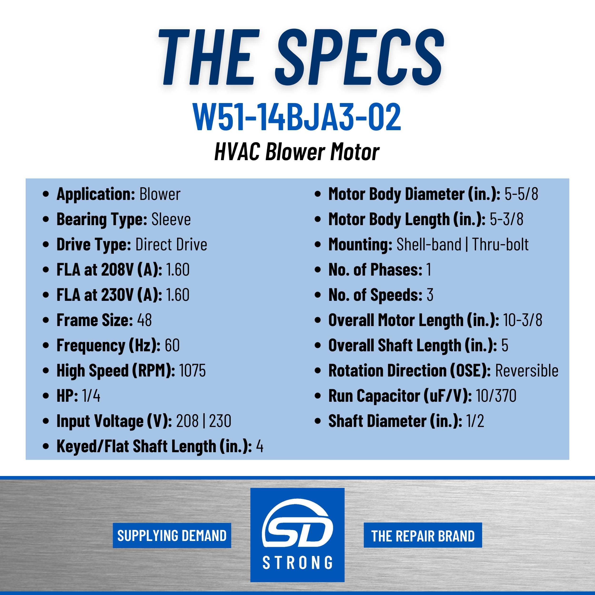 SDW51-14BJA3-02 w51-14bja3-02-hvac-blower-motor view 11